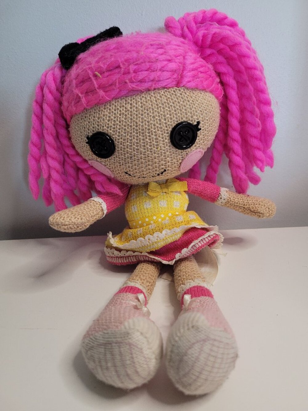 Lalaloopsy Plush Doll Pink Hair Yellow Dress Rag Doll Stuffed Toy